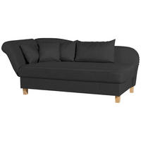 RECAMIERE mit Armteil links klappbar Katia Bezug Flachgewebe Buche natur / schwarz - Schwarz, Kunststoff (190/82/88cm) - 58aufmkessel