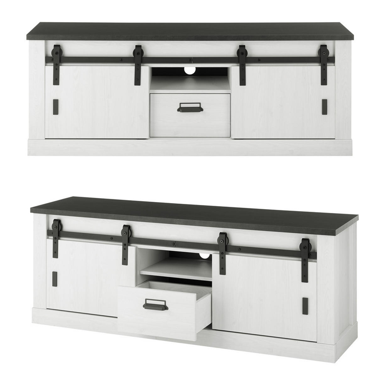 WOHNZIMMER-SET 6-TLG. Shelton-61 - Weiß, Holzwerkstoff (570/201/43cm) - Lomado