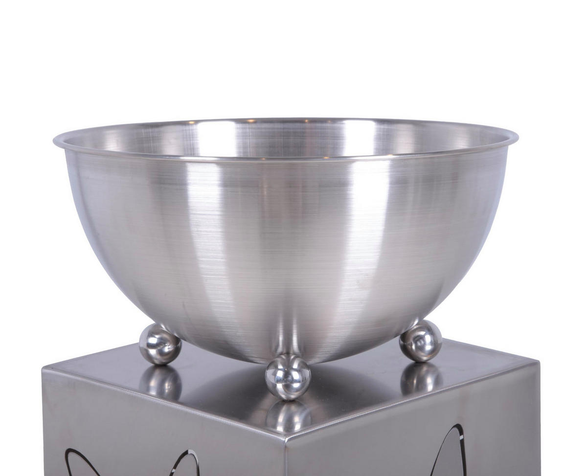 PFLANZSÄULE Berlin mit Topf Silber Edelstahl Pflanzkübel - Silberfarben, Metall (75.5cm) - DELUKE