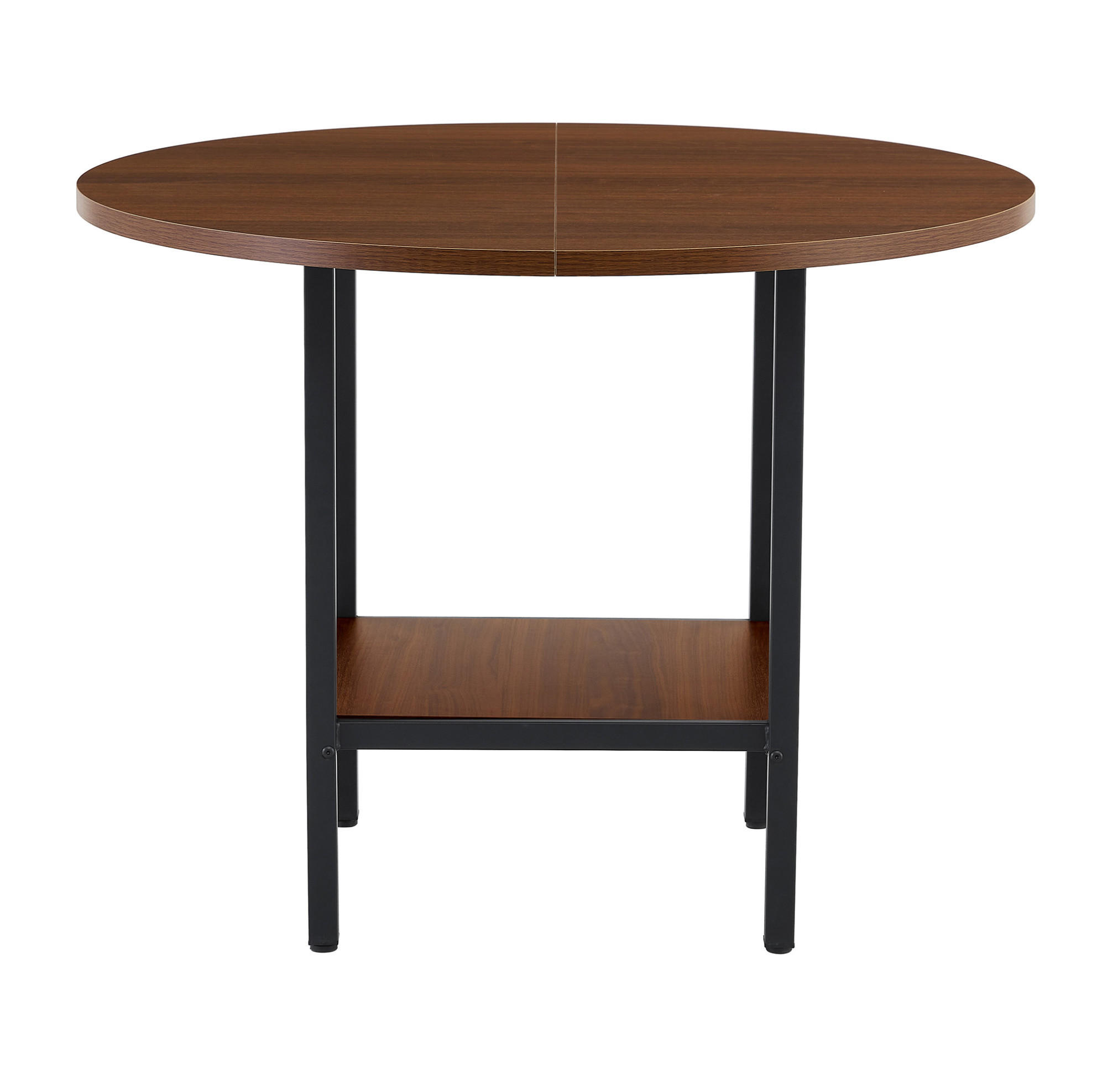 ESSTISCH aus MDF und Metall 100x100x77 cm Walnussfarben mit Stauraumablage im runden Design - Walnussfarben, Holzwerkstoff (100/100/77cm) - Modfu