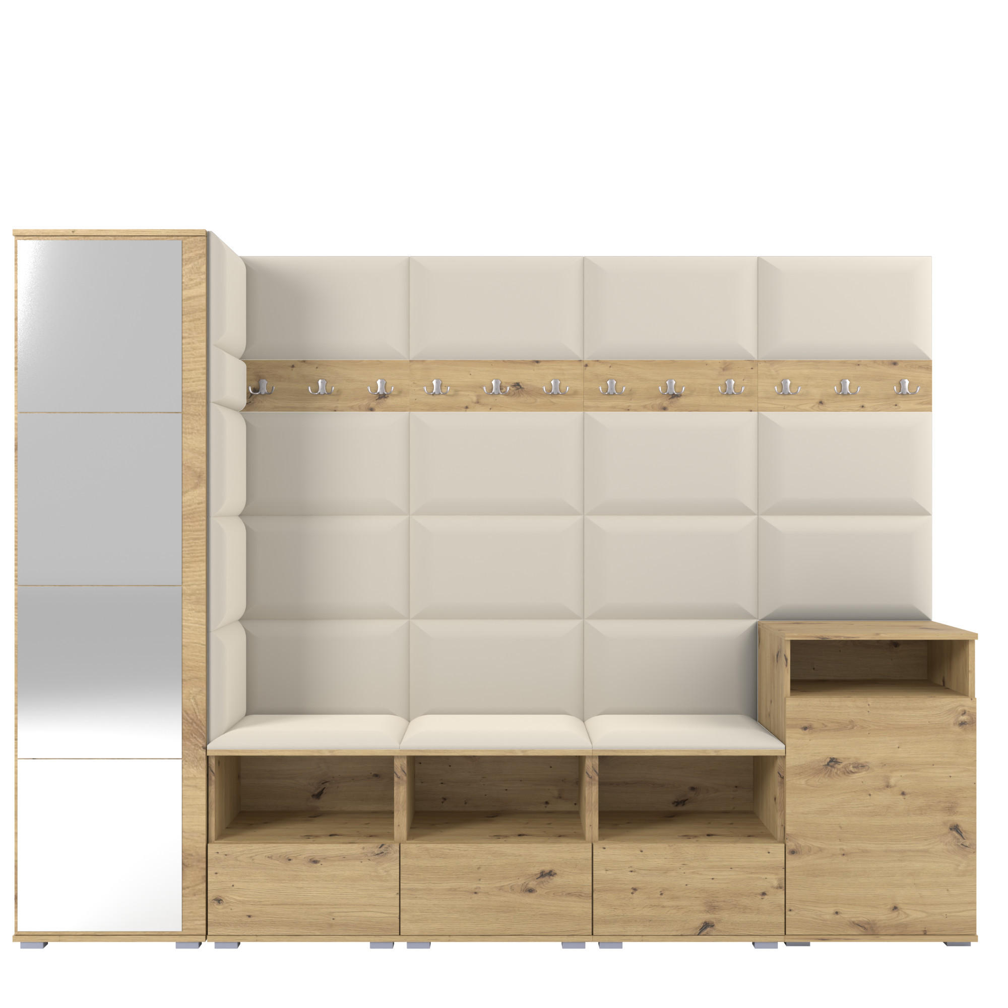 Ravio Garderobe Eiche Artisan, Creme 250x187x40 cm