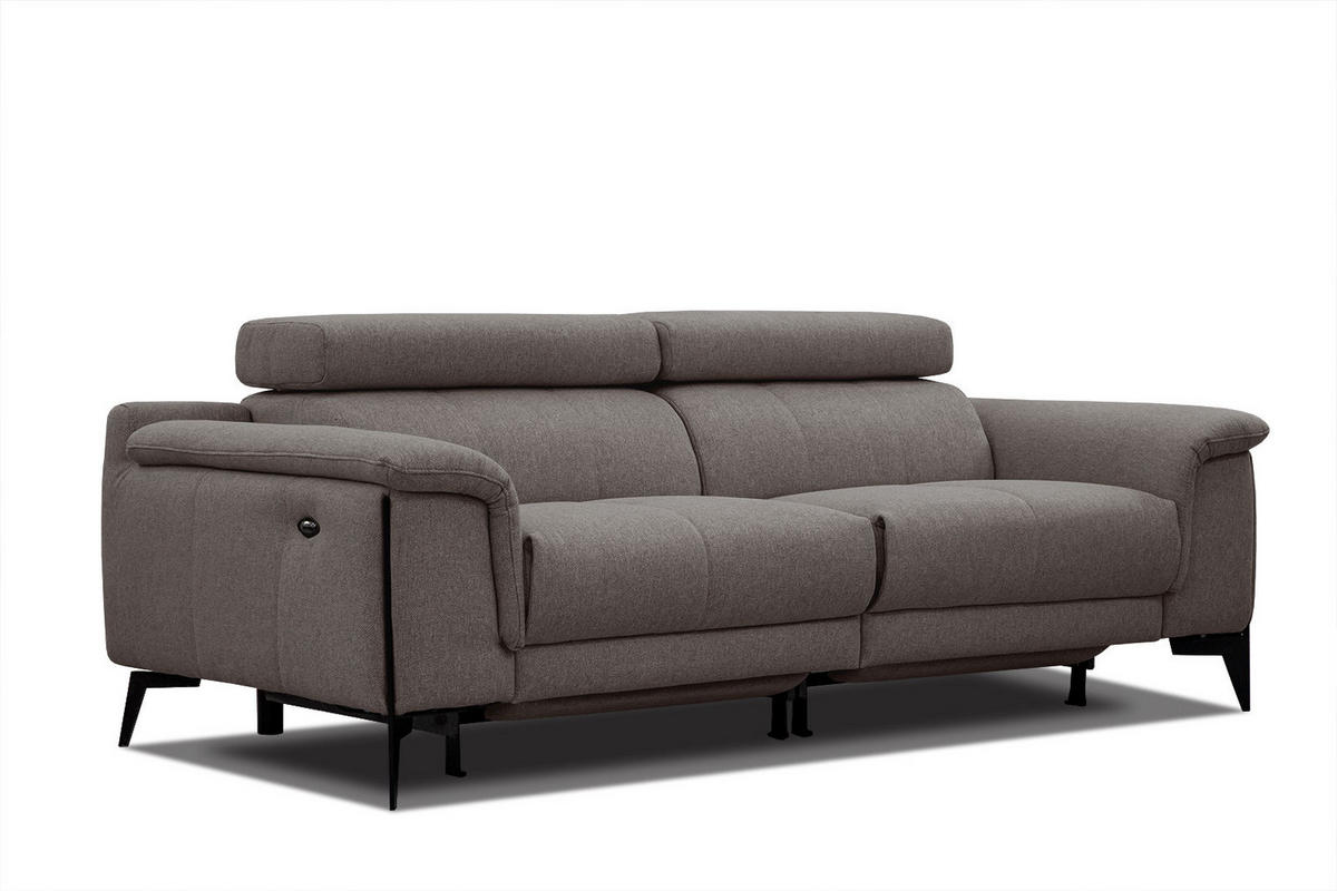 RELAXSOFA MATERA 3-Sitzer mit 2 Relaxfunktionen, braun - Schwarz/Braun, Holzwerkstoff/Textil (212/82/103cm) - Courtois Laville