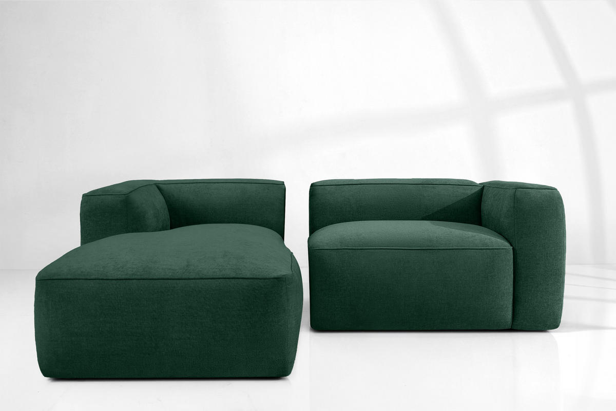ECKSOFA LINKS FUBBO, Dunkelgrün - Dunkelgrün, Holz/Holzwerkstoff (225/176cm) - KONSIMO®