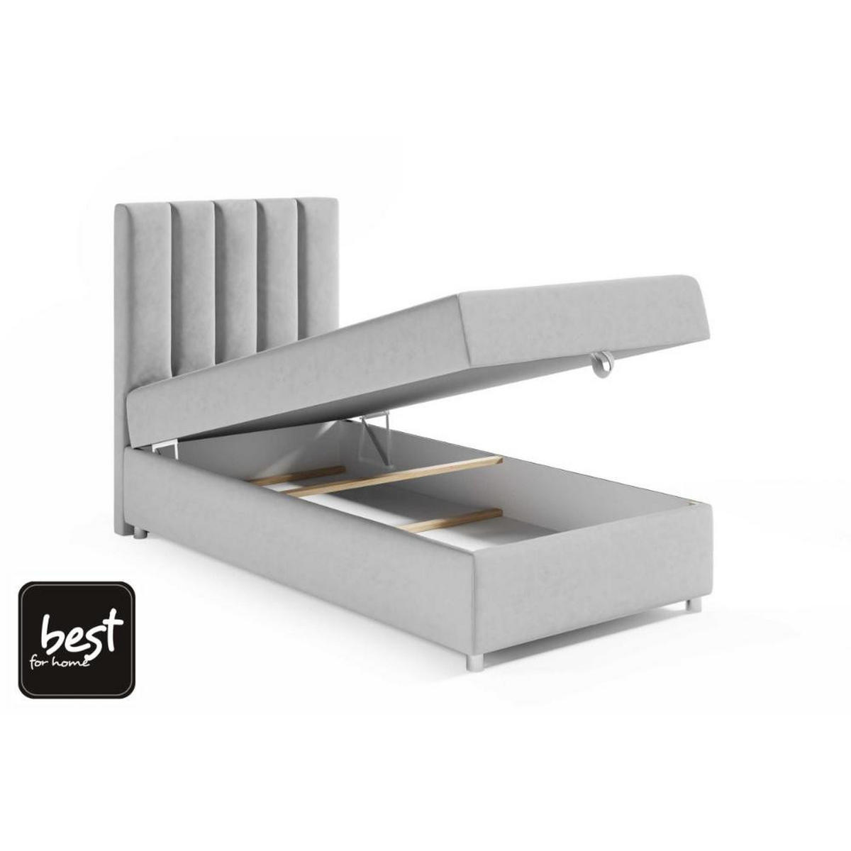 BOXBETT mit Bettkasten Trinity K-10 SINGLE Bonellfederkern inkl. Topper - Graphitfarben, Holz/Holzwerkstoff (80/200cm) - Best For Home