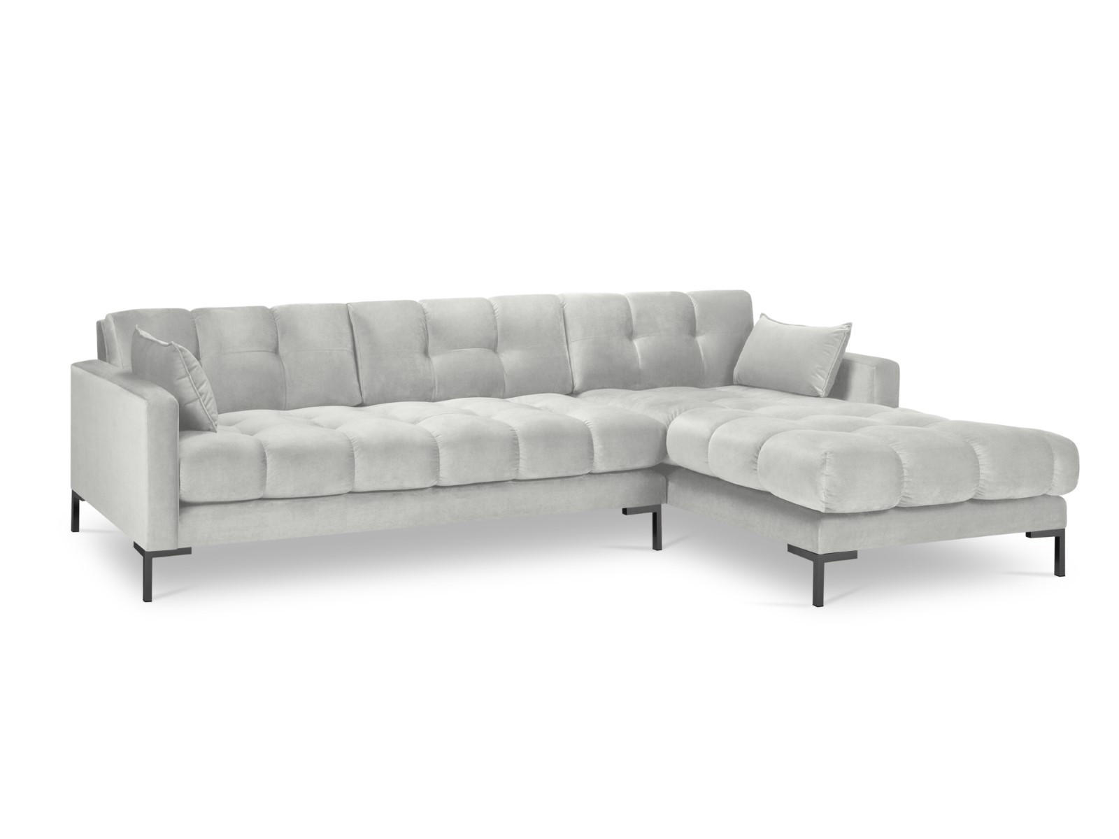 ECKSOFA rechts Mamaia aus Samt silber 5 Sitzplätze - Silberfarben, Textil (185/293cm) - Micadoni