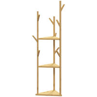 GARDEROBENSTÄNDER, Kleiderständer mit 9 Haken, 3 Ebenen, Jackerständer für Hüte - Naturfarben, Holzwerkstoff (45/170/45cm) - HOMCOM