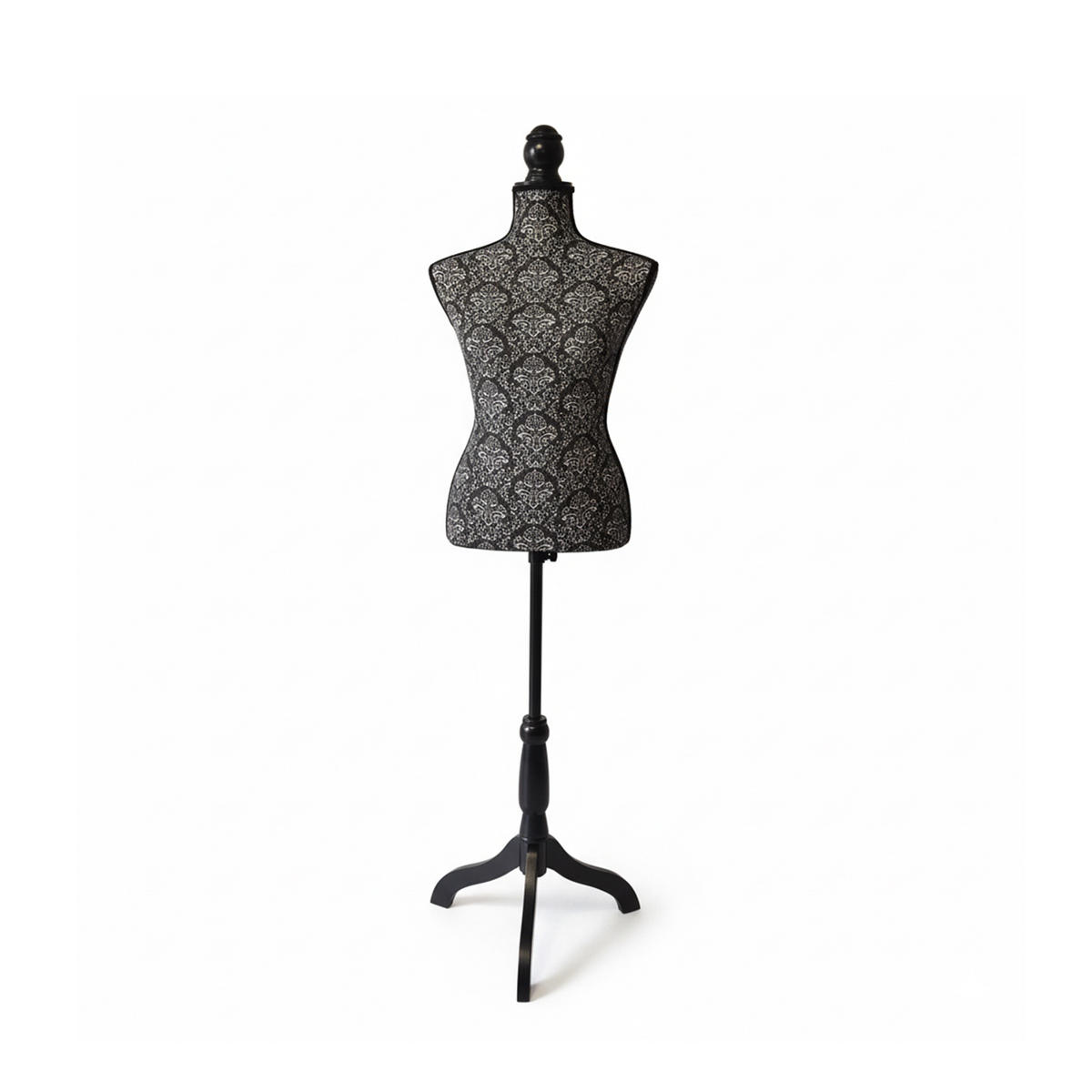 MANEKÝNKA - čierna, drevo/textil (41/167/34cm) - Relaxdays