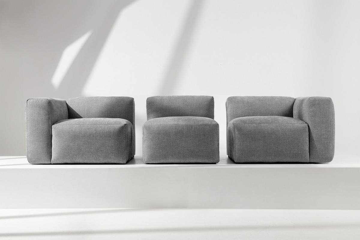 3-SITZER-MODULSOFA BUFFO mit extrem weicher und bequemer Sitzfläche, Gewebestoff, hell aschfahl - Hellgrau/Grau, Textil (290/73/96cm) - KONSIMO®