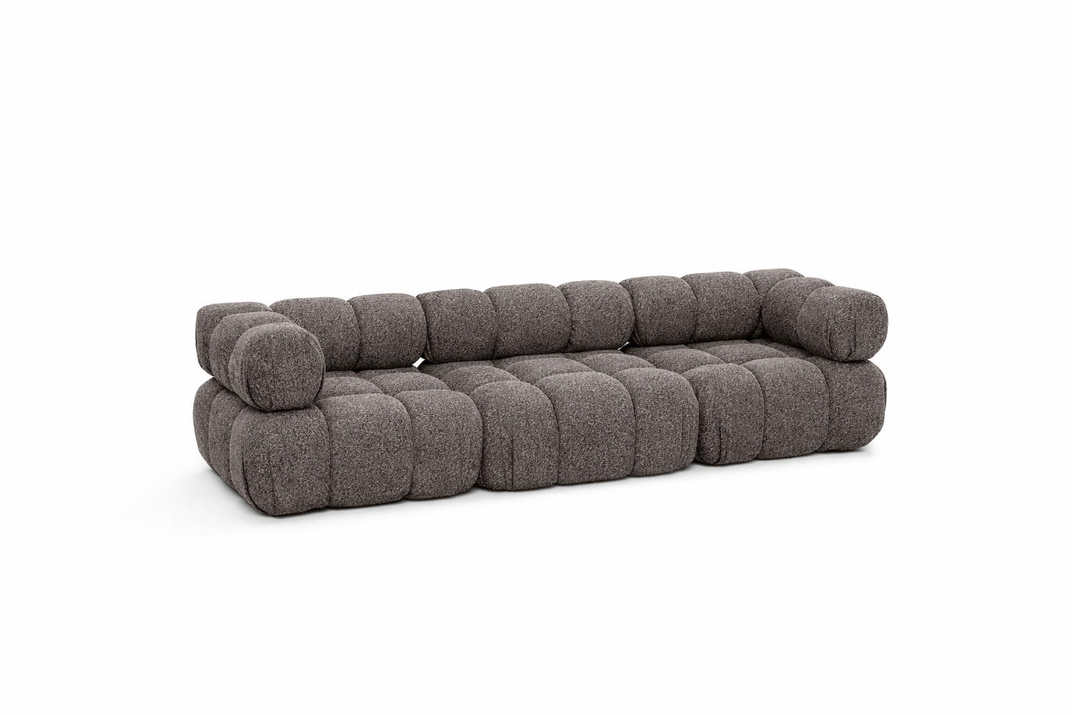 COUCH, 3-Sitzer Modular, Bouclé-Stoff Abriamo, Braun, Selia - Braun, Holz (285/70/95cm) - Kaiser Möbel