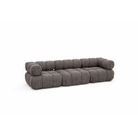 COUCH, 3-Sitzer Modular, Bouclé-Stoff Abriamo, Braun, Selia - Braun, Holz (285/70/95cm) - Kaiser Möbel