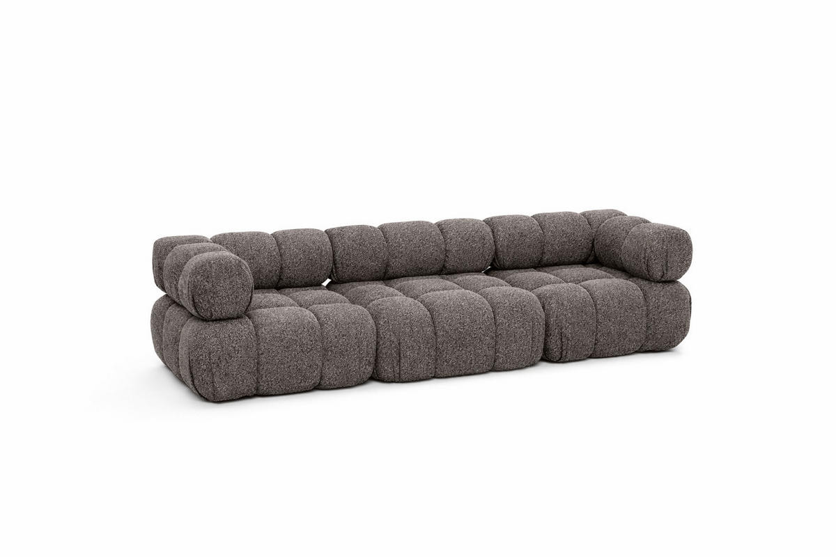 COUCH, 3-Sitzer Modular, Bouclé-Stoff Abriamo, Braun, Selia - Braun, Holz (285/70/95cm) - Kaiser Möbel