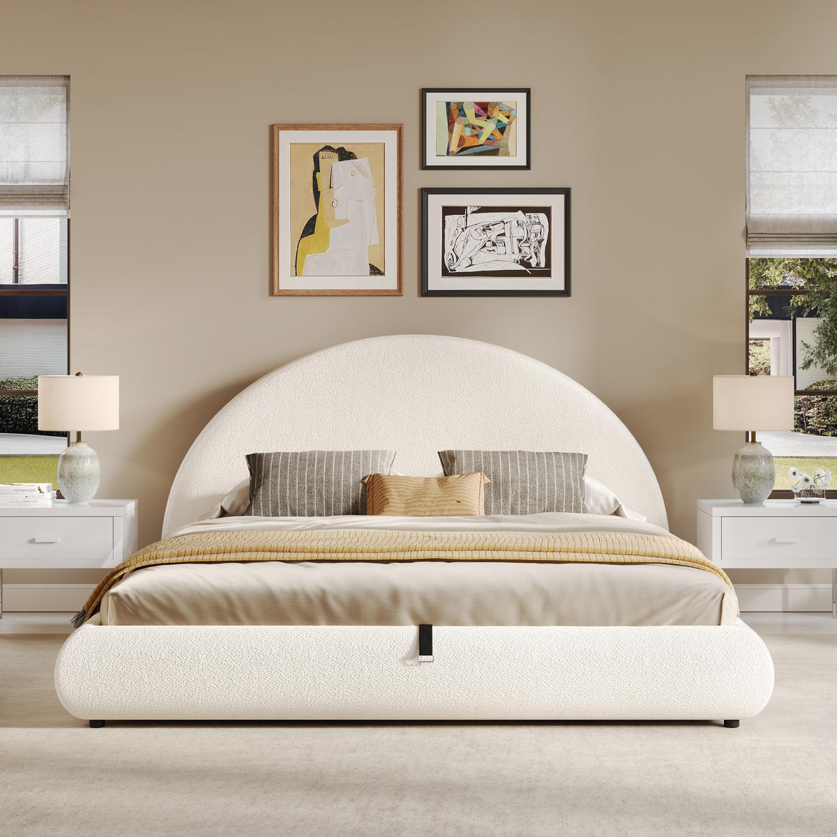 POLSTERBETT aus Schleife 180x200 cm in Weiß mit Stauraum & Lattenrost - Weiß, Textil (180/200cm) - Modfu