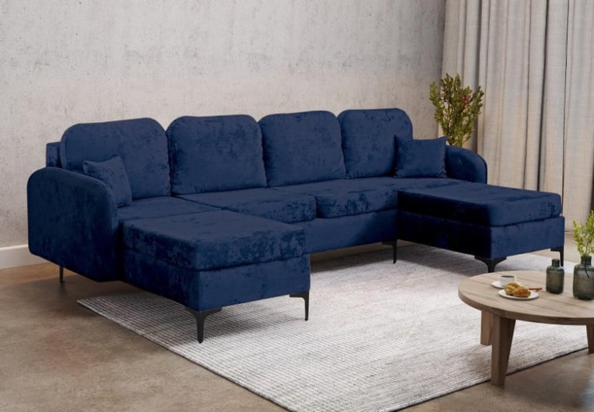ECKSOFA Blau VENI U - Blau, Textil (294/172cm) - Sepro Meble
