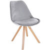 STUHL Samt hellgrau - Hellgrau/Naturfarben, Holz/Textil (48/81/54cm) - CLP