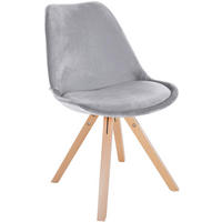 STUHL Samt hellgrau - Hellgrau/Naturfarben, Holz/Textil (48/81/54cm) - CLP
