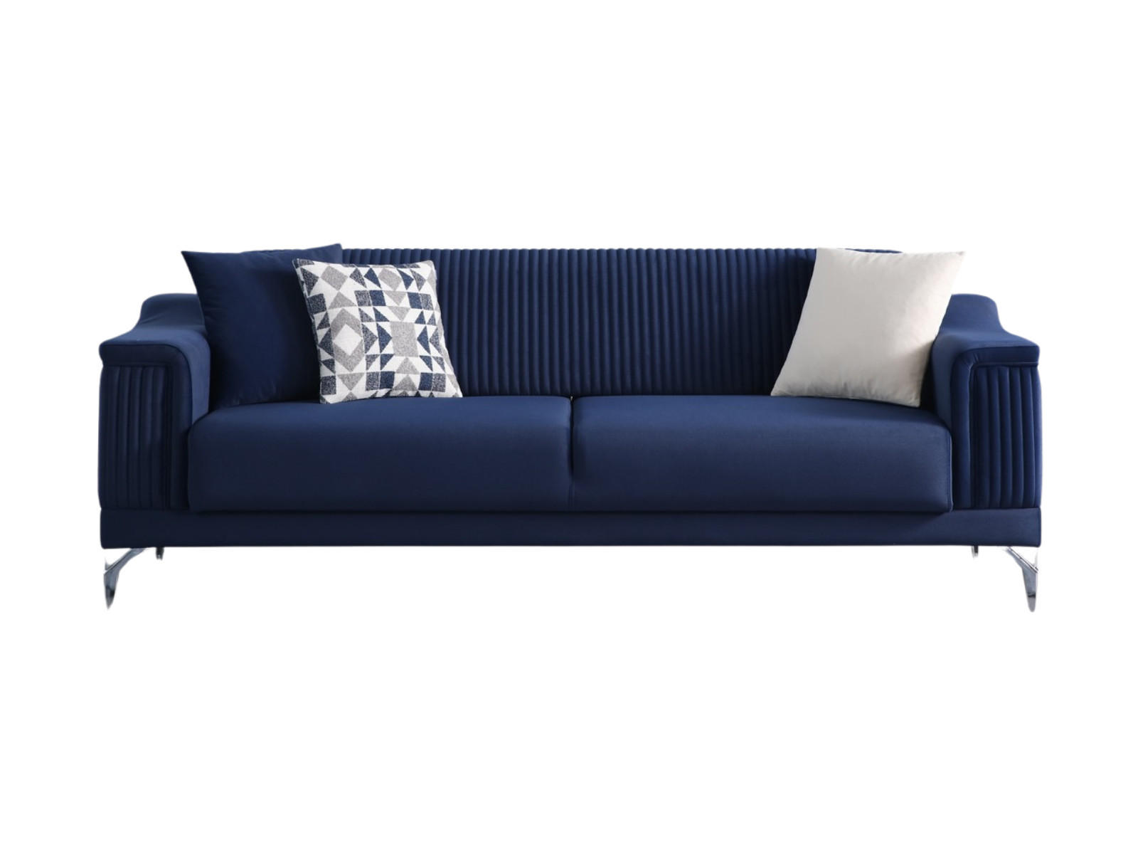 SOFA Santiago 2-Sitzer Samtstoff Blau - Blau, Textil/Metall (180/86/93cm)