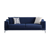 SOFA Santiago 2-Sitzer Samtstoff Blau - Blau, Textil/Metall (180/86/93cm)