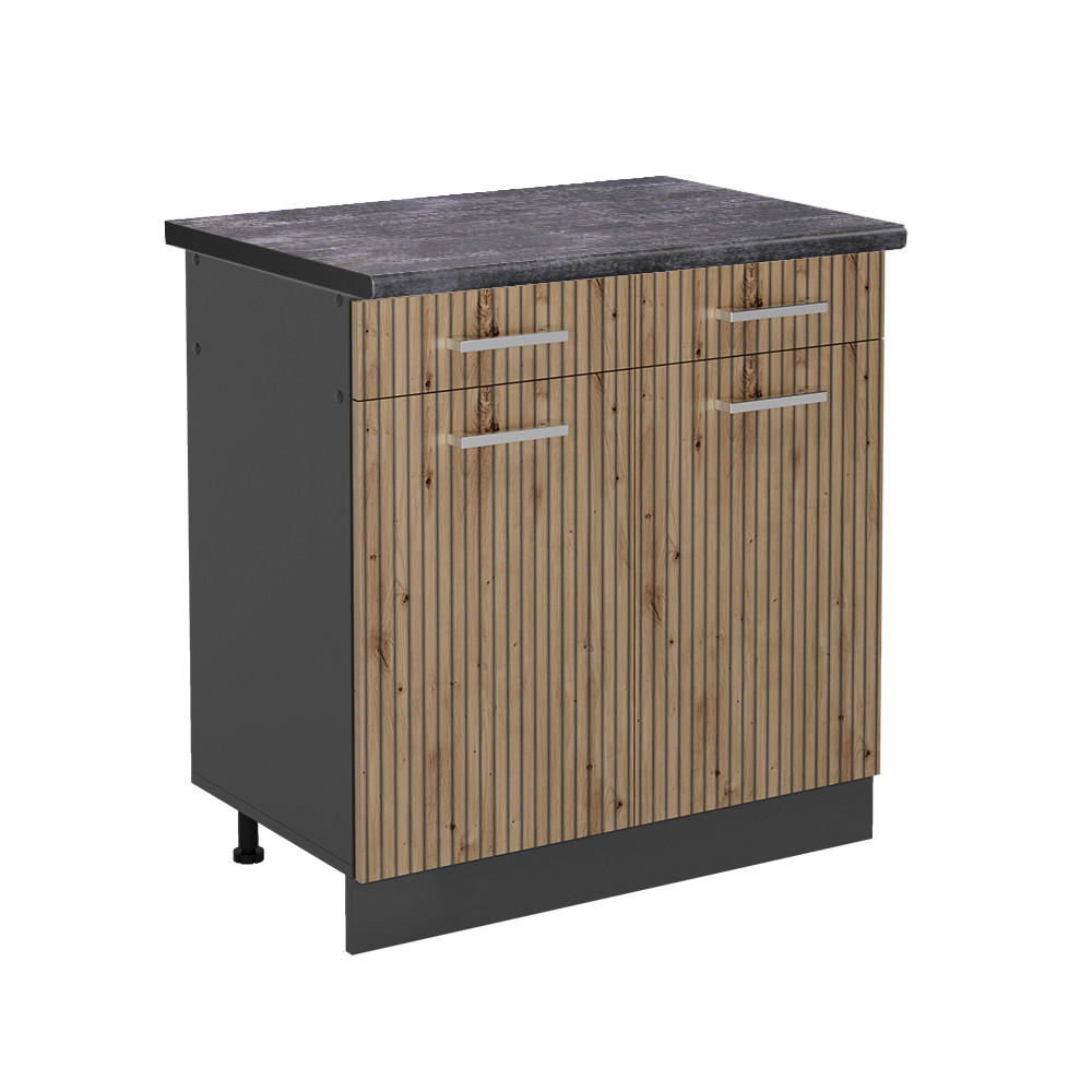Vicco Küchenunterschrank Eiche Artisan, Anthrazit 80x81.6x60 cm