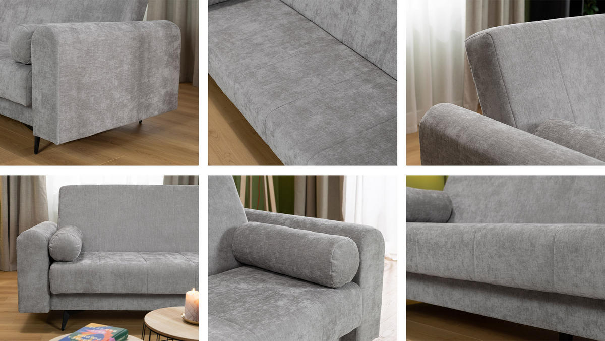 SCHLAFSOFA Zuri - Ecru/Schwarz, Holz/Textil (240/93/91cm) - MIRJAN24