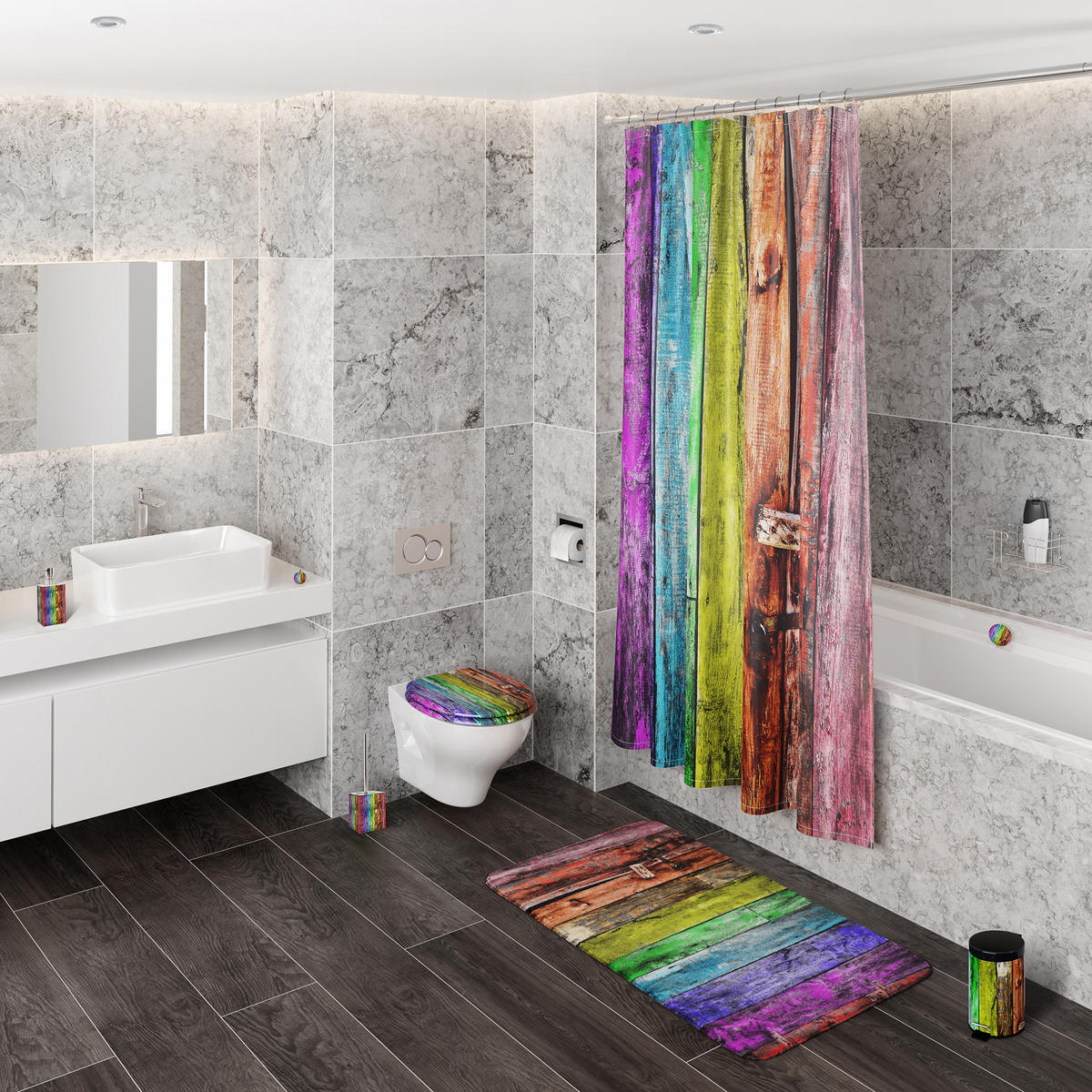 KOSMETIKEIMER Rainbow - Blau/Lila, Kunststoff/Metall (17/25/25cm) - Sanilo