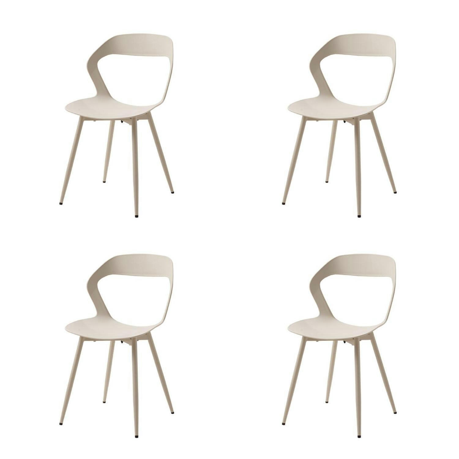 ESSZIMMERSTUHL 4er-Set Beige mit Metallbeinen skandinavischer Stil - Beige, Kunststoff (43/83/43.5cm)