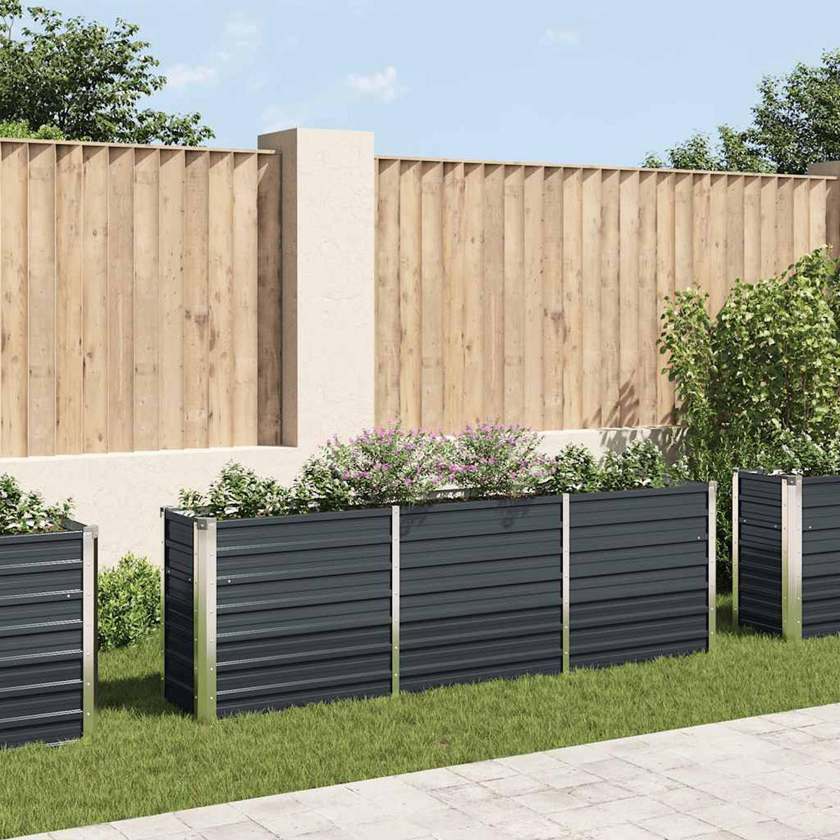 HOCHBEET für Garten OSKAR Anthrazit 240x40x77 cm Metall - Anthrazit, Metall (240/77/40cm) - DELUKE