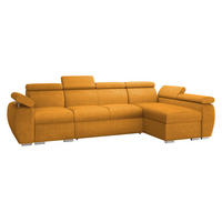 ECKSOFA Boston LCP, Seite: Rechts 1P(65)+2R+LCP - Currygelb/Silberfarben, Holz/Textil (320/170cm) - MIRJAN24