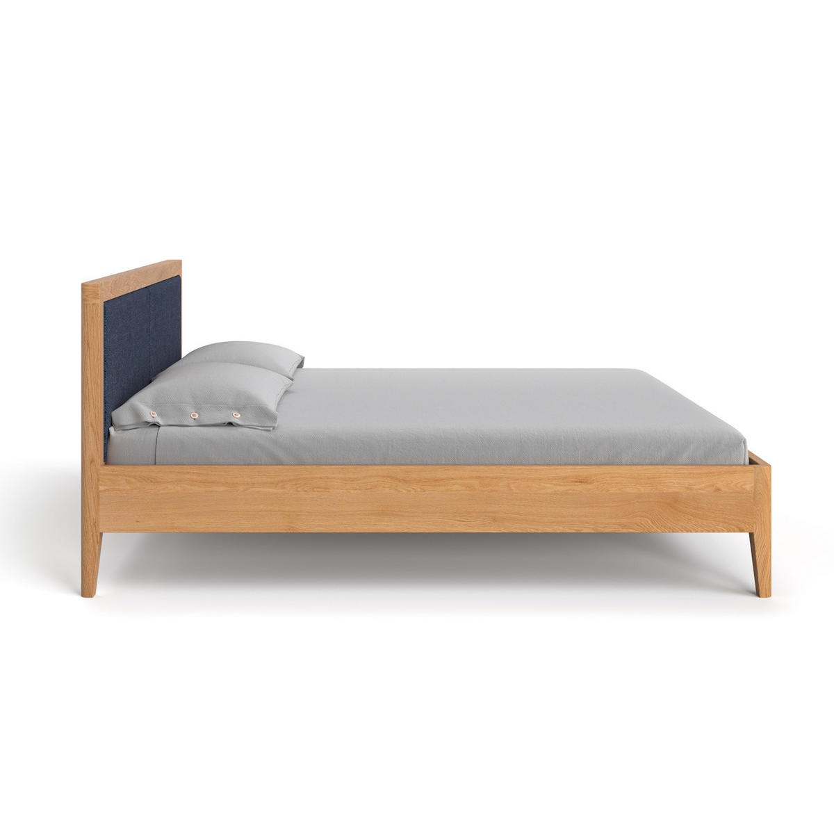 MASSIVHOLZBETT Silva aus Eiche 200x220 cm, Storm 77 - Blau/Eichefarben, Holz (200/220cm) - Danzz