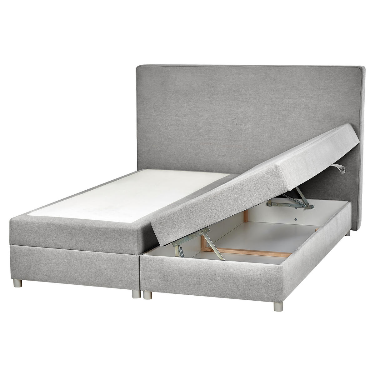 BOXSPRINGBETT 160/200cm Hellgrau Minister - Hellgrau, Textil (160/200cm) - Beliani
