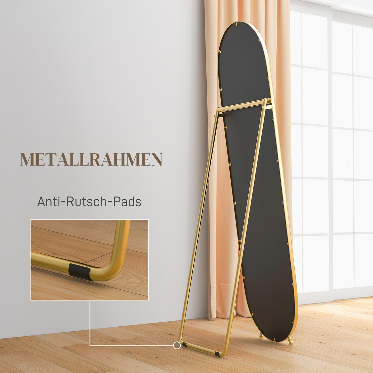 STANDSPIEGEL goldfarben 40.0/4.0/160.0cm - Goldfarben, Metall (4/160/40cm)