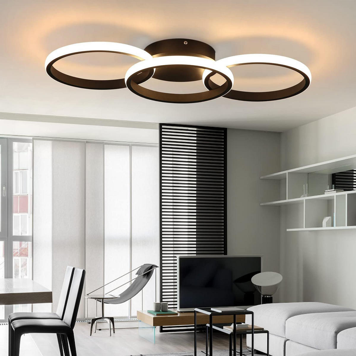 LED-DECKENLEUCHTE Ferdinand 60/24/4 cm - Schwarz, Metall (60/24/8cm) - ZMH