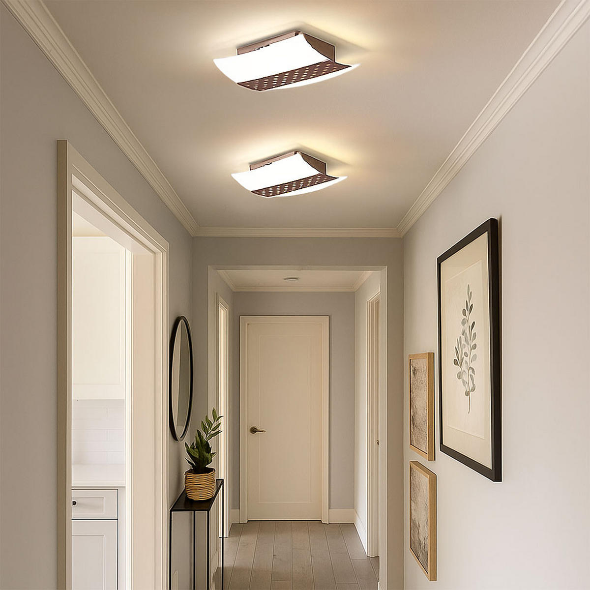 LED DECKENLEUCHTE SARAH Braun Metall Glas 2er Set - Braun, Glas (25.4/26.4/8.9cm)