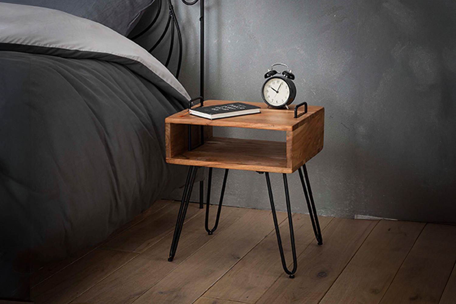 NACHTTISCH QARO Holz Akazie - Braun, Holz (40/48/34cm) - KAWOLA