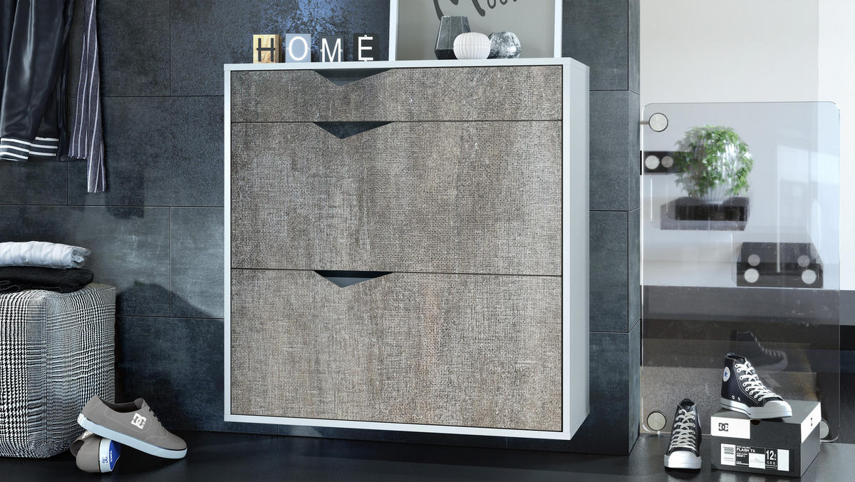 SCHUHSCHRANK Kolmio Fronten in Braun meliert - Graubraun, Holzwerkstoff (190/185/33cm) - Vladon