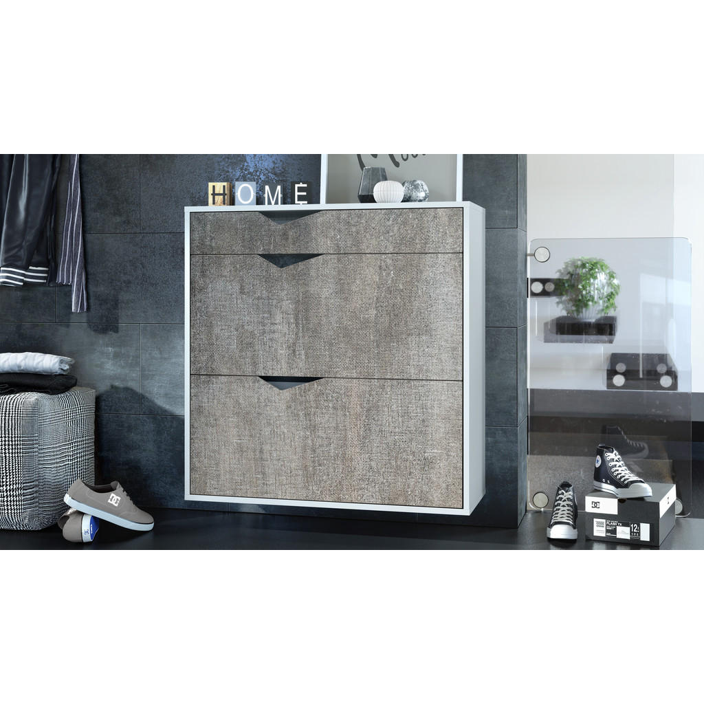 Thumbnail - Vladon Schuhschrank, Graubraun, Holzwerkstoff, 190x185x33 cm, Garderobe, Schuhaufbewahrung, Schuhschränke