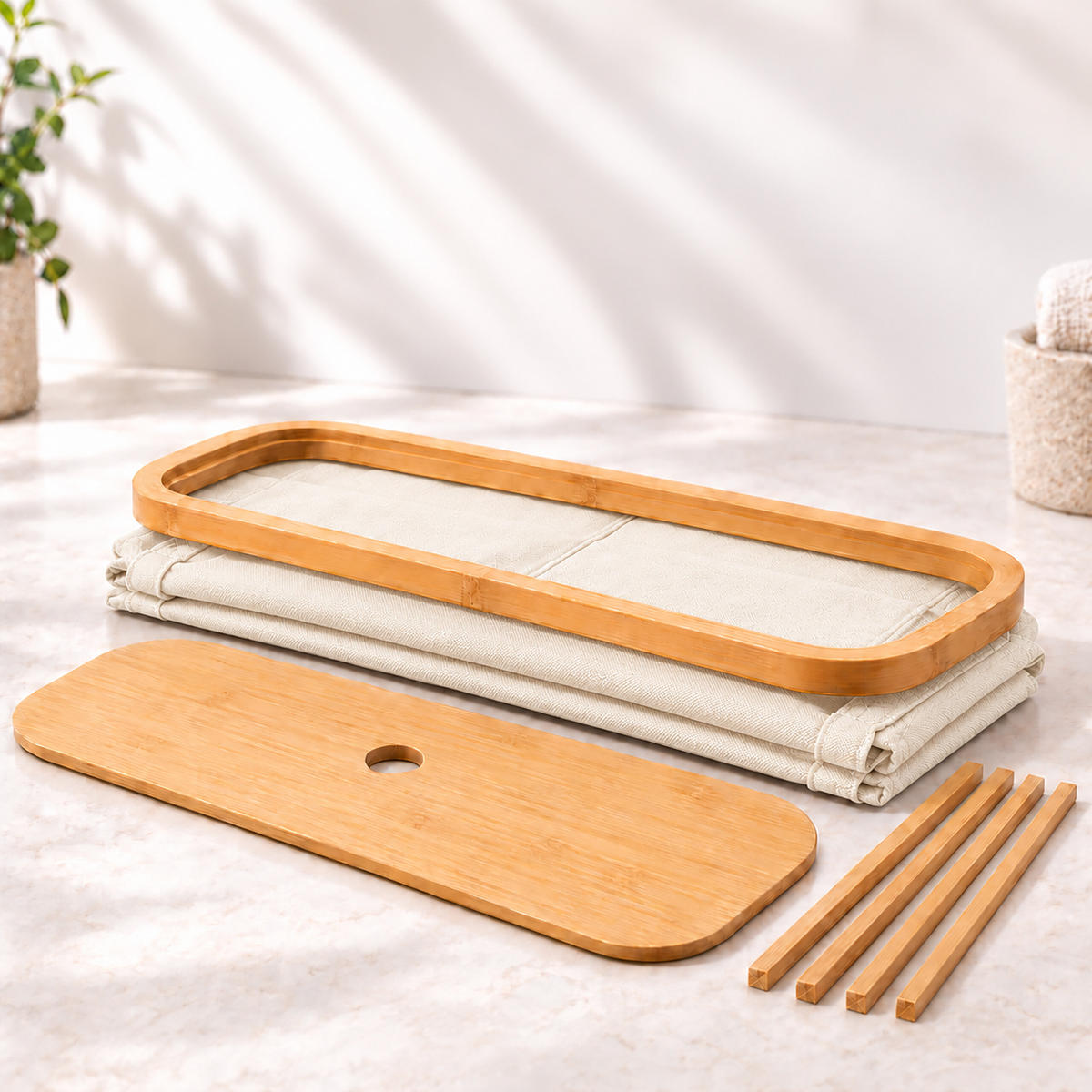 TOILETTENPAPIERBOX Beige Bambus 12 Rollen - Beige, Holz/Kunststoff (45/34.5/15cm) - Relaxdays