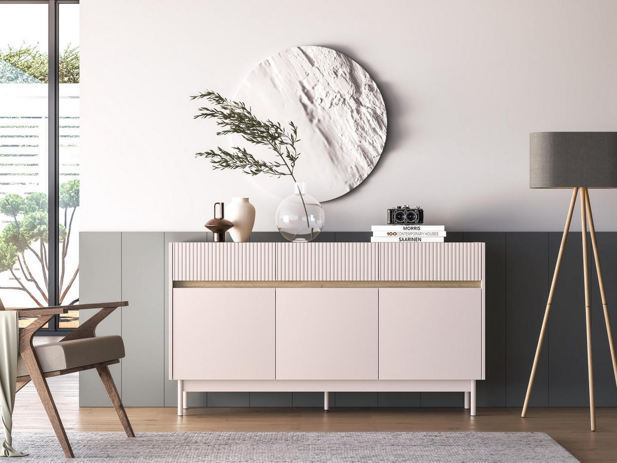 SIDEBOARD DUNEA Beige 154x40x85 cm - Beige, Holzwerkstoff (154/85/40cm) - FURNLUX