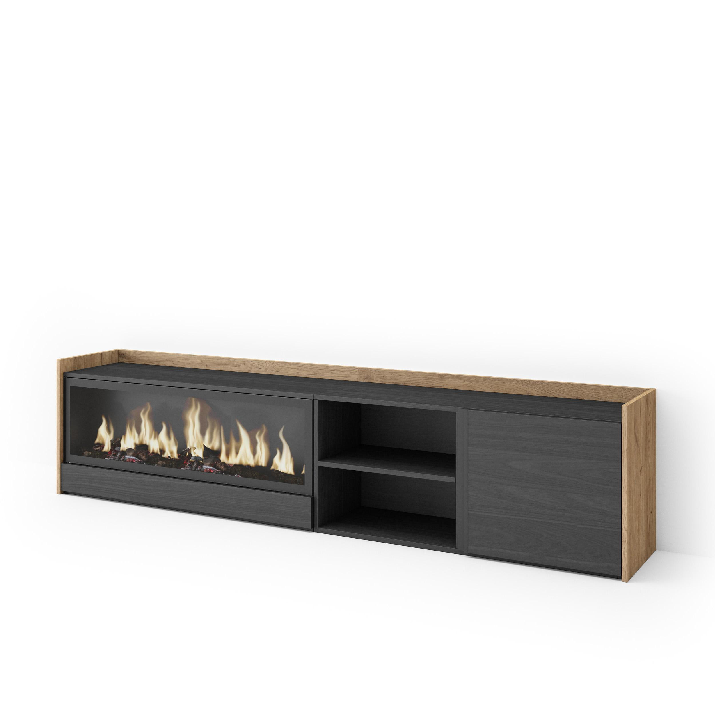 Skraut Home Lowboard, Schwarz 212x50x35 cm