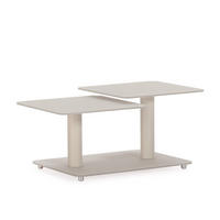 COUCHTISCH mit quadratischen Glasplatten 54/42,8/114,6 cm - Beige, Glas (66.5/54/42.8cm) - Calicosy