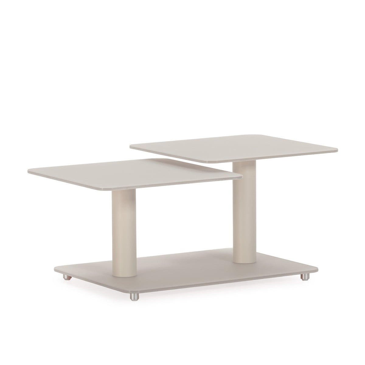 COUCHTISCH mit quadratischen Glasplatten 54/42,8/114,6 cm - Beige, Glas (66.5/54/42.8cm) - Calicosy