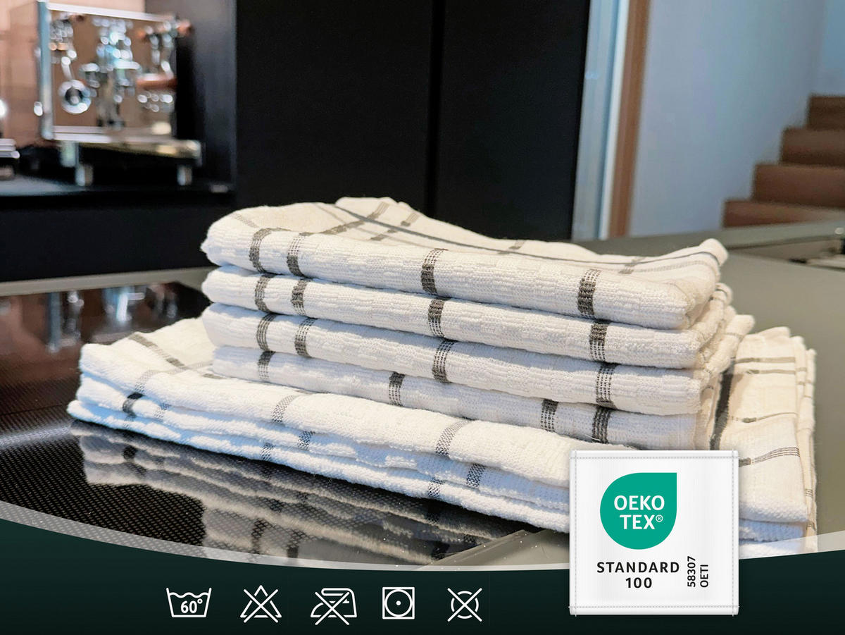 GESCHIRRTÜCHER, 10er-Set, 45x60 cm, 100% Baumwolle, Braun - Weiß, Textil (45/60cm) - Zollner