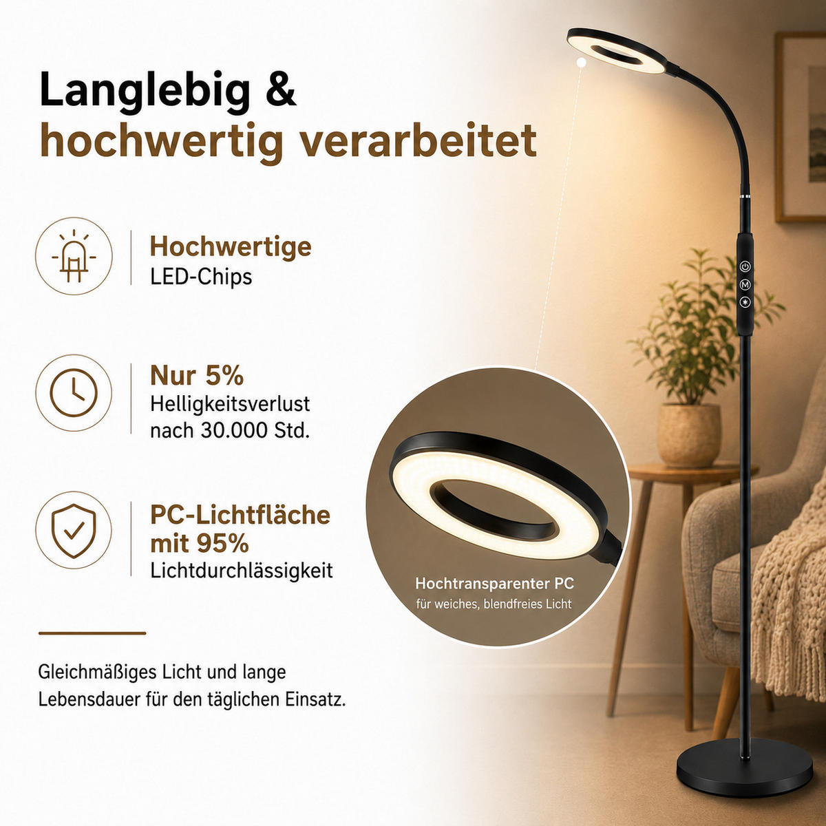 STEHLEUCHTE LED FL1061 - Brombeere, Metall (36.3/27.4/8.4cm) - LOVHAUS