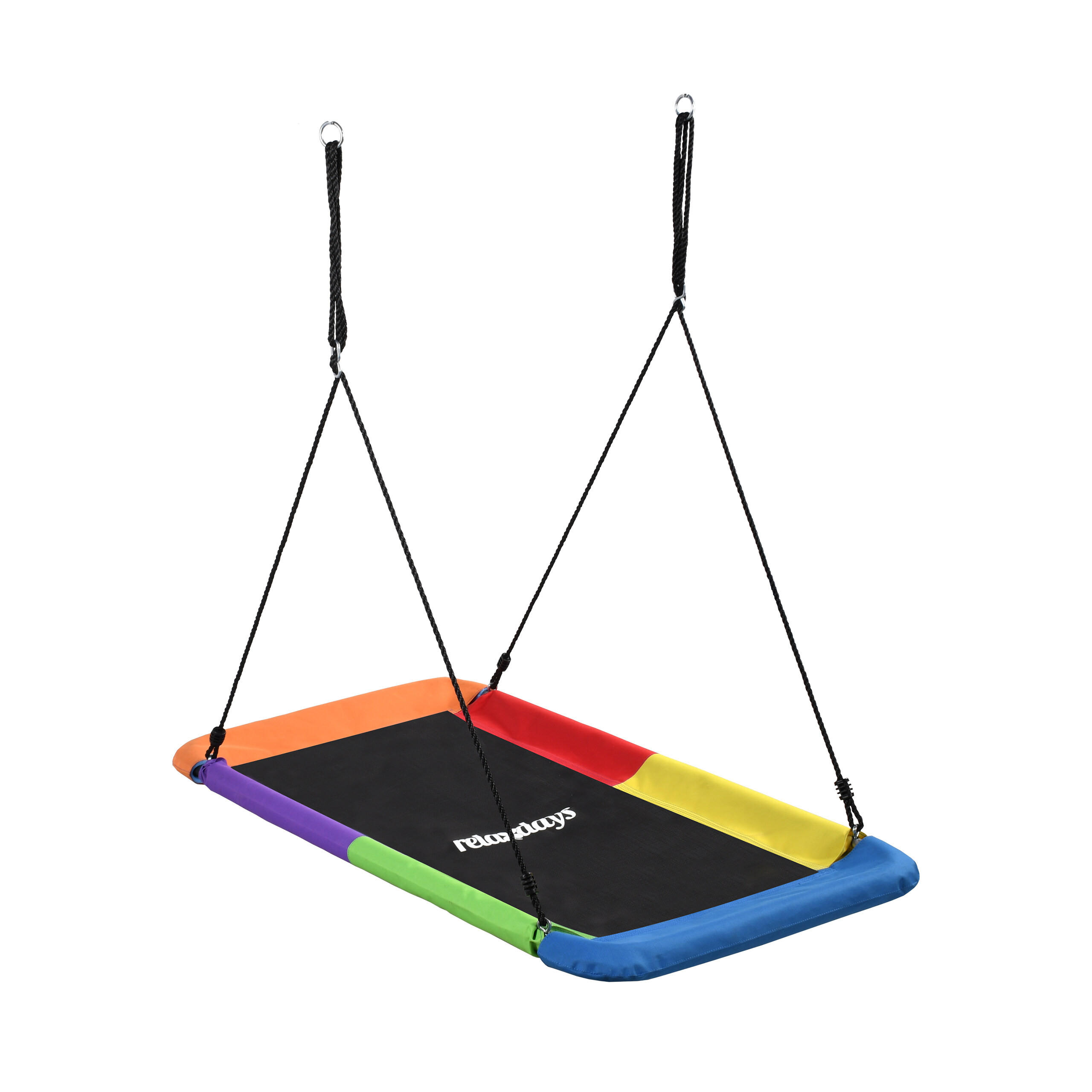 NESTSCHAUKEL Bunt rechteckig 150x80 cm - Multicolor/Schwarz, Kunststoff/Metall (150/165/80cm) - Relaxdays