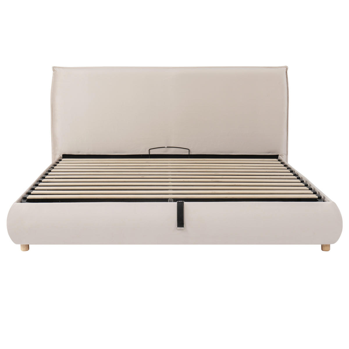 POLSTERBETT 180/200 cm creme aus Samt mit Stauraum und Lattenrost - Creme, Holzwerkstoff (180/200cm) - OKWISH