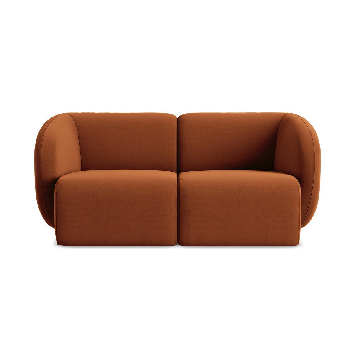2-SITZER-SOFA Samt Stoff Orange - Terracotta/Schwarz, Holzwerkstoff/Kunststoff (174/75/94cm) - LaMiaSofa