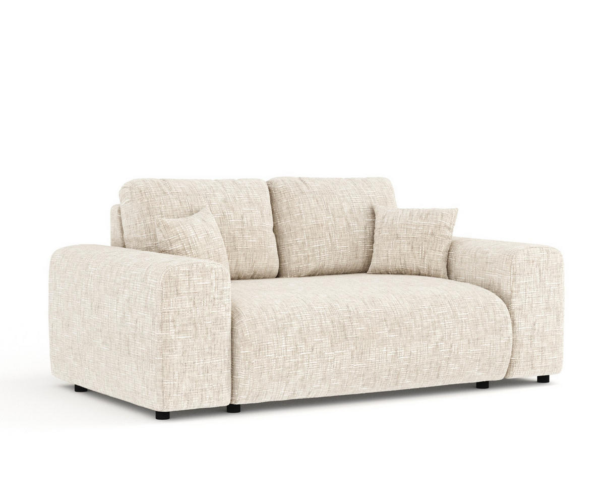 2-SITZER-SOFA Zanzibar Creme Webstoff - Creme/Schwarz, Holz/Holzwerkstoff (178/79/108cm) - Maison de Reve