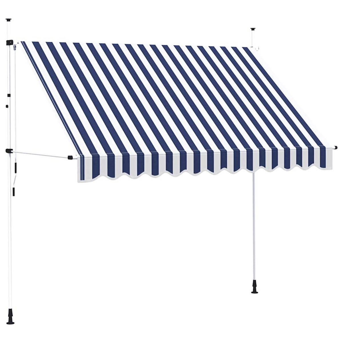 EINZIEHBARE Markise Handbetrieben 300 cm Blau/Weiß Gestreift - Blau, Textil (30/1/3cm) - furnicato