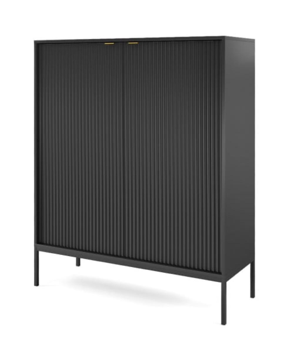 KOMMODE Schwarz K104 Gerillt Schwarz - Schwarz, Holzwerkstoff (104/125/39cm) - Sepro Meble