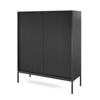 KOMMODE Schwarz K104 Gerillt Schwarz - Schwarz, Holzwerkstoff (104/125/39cm) - Sepro Meble