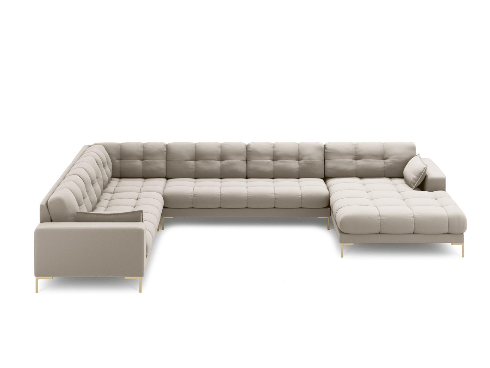 PANORAMASOFA links Mamaia aus strukturiertem Stoff beige 7 Sitzplätze - Beige, Textil (256/75/327cm) - Micadoni